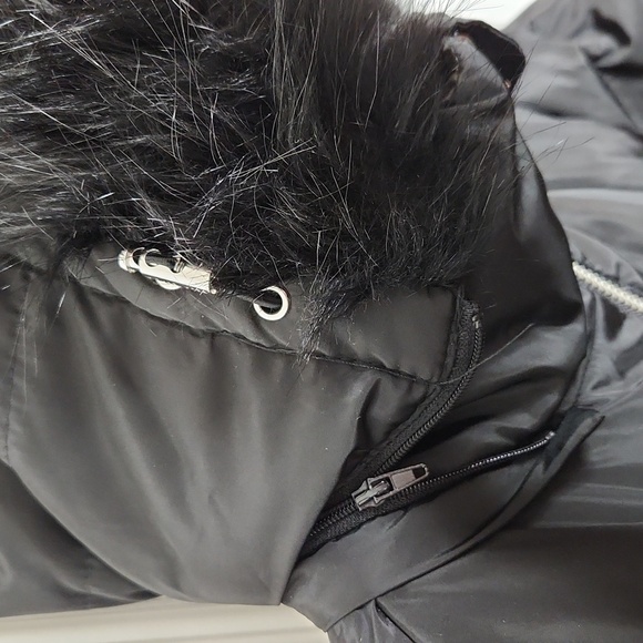 Michael Kors faux fur hooded down filled mid-length winter coat puffer black - Picture 5 of 14